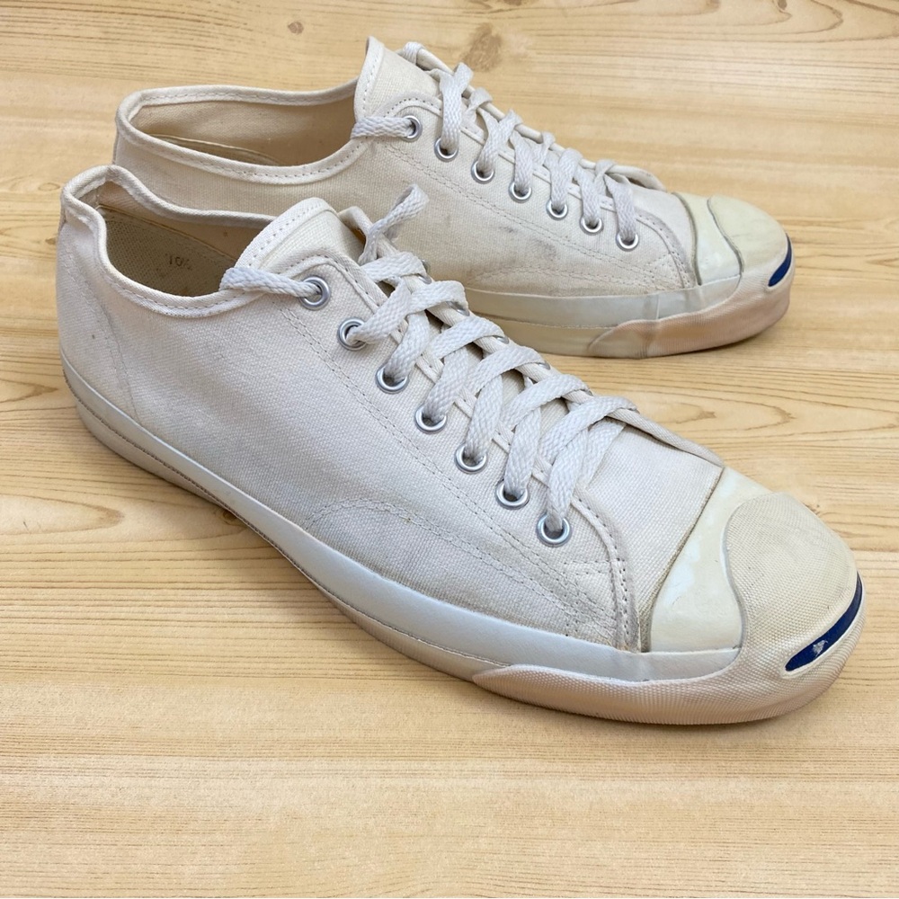 Vintage Converse Jack Purcell Made in USA White Canvas Low Top Men Sneaker 10.5 - Picture 2 of 16